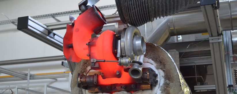 Test of a turbo charger - multi-axial vibration with temperature loading