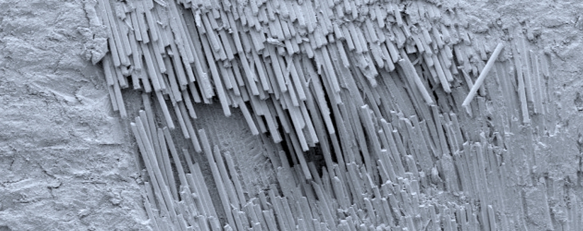 Rasterelektronenmikroskopie einer sandgestrahlten CFK-Klebeoberfläche